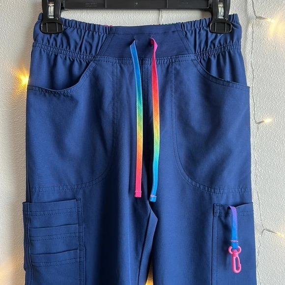Heart Soul Jogger Scrub Pant - Navy w/ Rainbow Detail​​​​​ - Picture 3 of 4